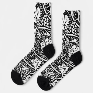 William Morris Black White Grape Vine Socks