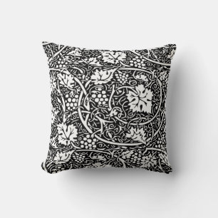 William Morris Black White Grape Vine Throw Pillow