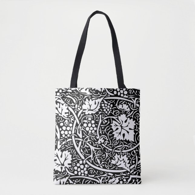 William Morris Black White Grape Vine Tote Bag (Front)