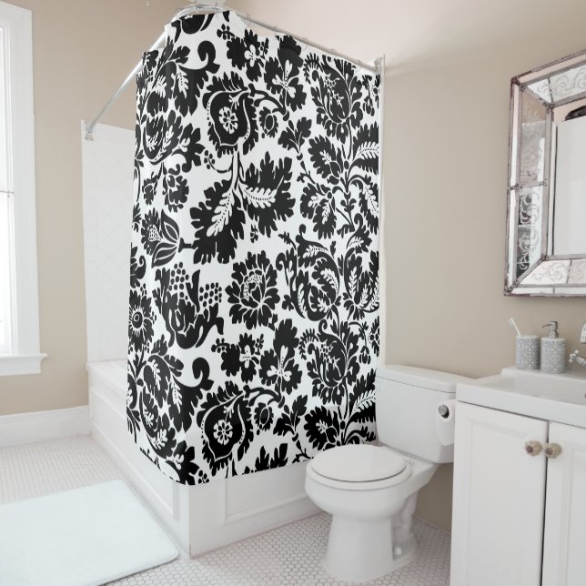 William Morris Black White Venetian Floral Pattern (In Situ)