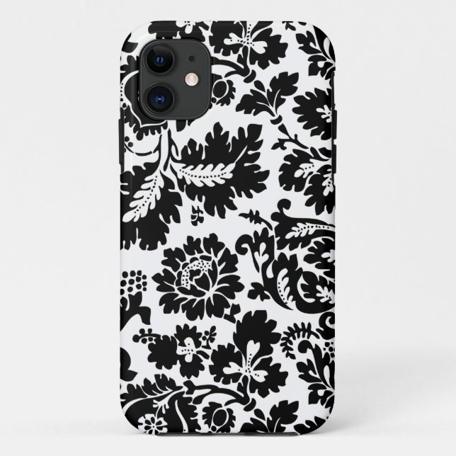 William Morris Black White Venetian Floral Pattern Case-Mate iPhone Case (Back)