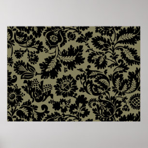 William Morris Black White Venetian Floral Pattern Poster