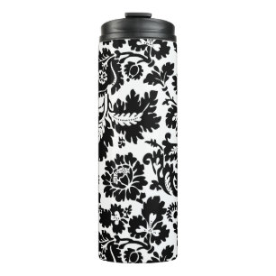William Morris Black White Venetian Floral Pattern Thermal Tumbler