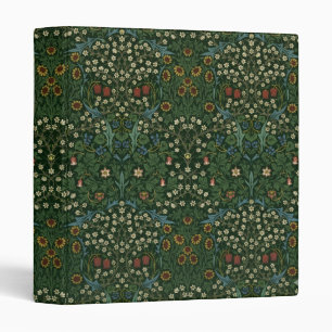 William Morris Blackthorn Blue White Green Floral  Binder