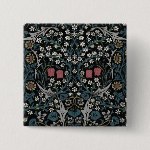 William Morris Blackthorn Floral Art Nouveau 2 Inch Square Button