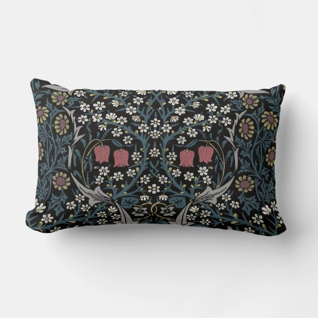 William Morris Blackthorn Floral Art Nouveau Lumbar Pillow (Front)