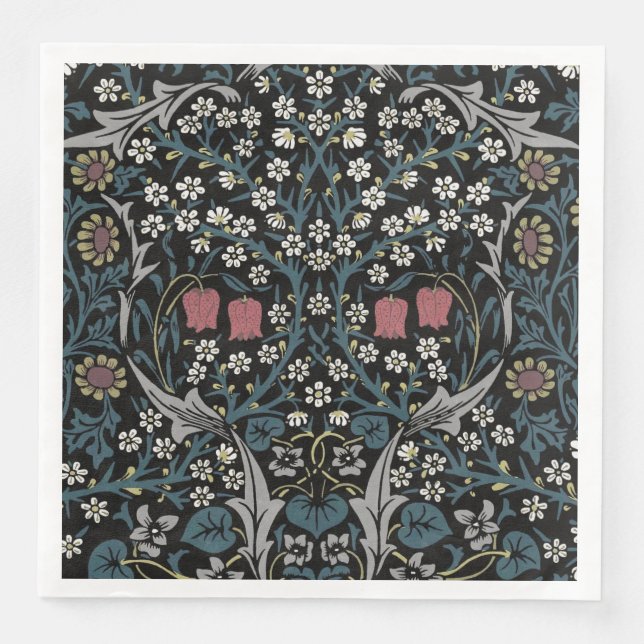 William Morris Blackthorn Floral Art Nouveau Napkin (Front)