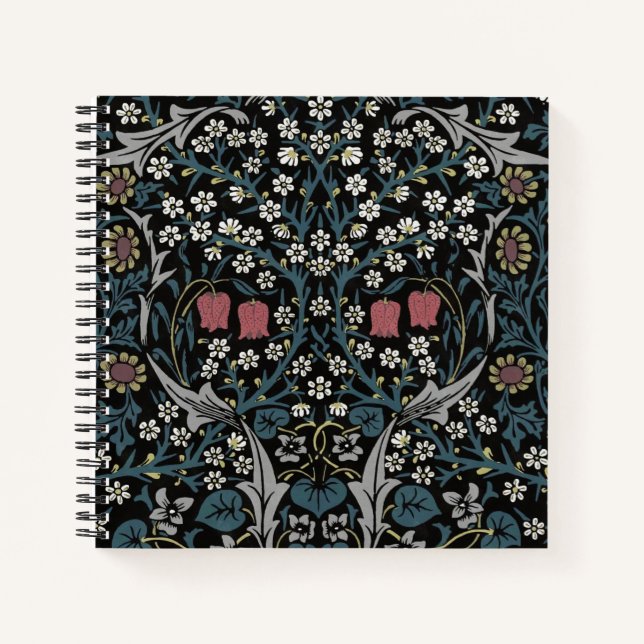 William Morris Blackthorn Floral Art Nouveau Notebook (Front)