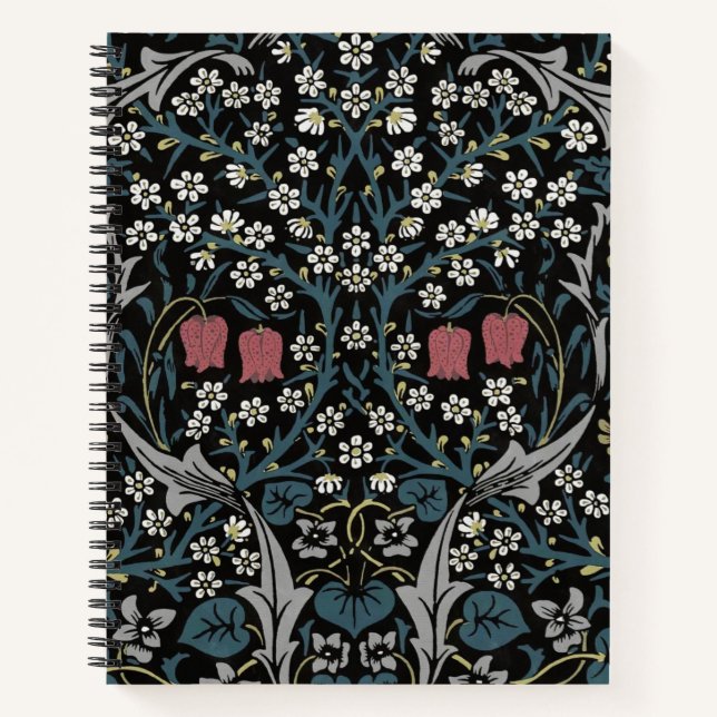 William Morris Blackthorn Floral Art Nouveau Notebook (Front)