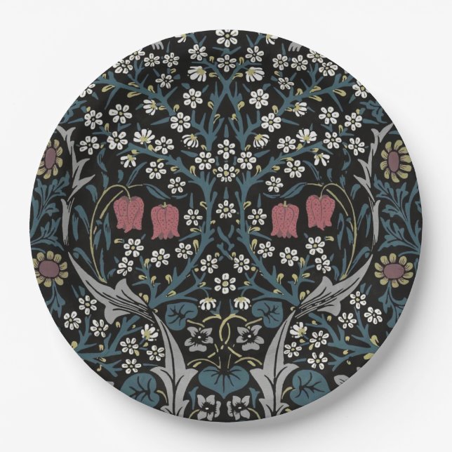 William Morris Blackthorn Floral Art Nouveau Paper Plate (Front)