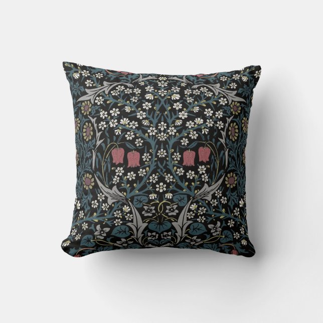 William Morris Blackthorn Floral Art Nouveau Throw Pillow (Front)
