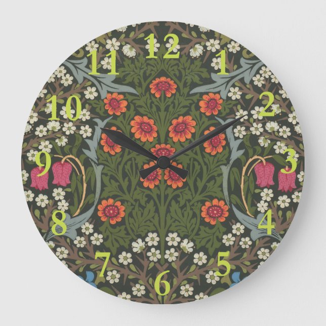 William Morris Blackthorn Garden Flower Classic Large Clock (Front)