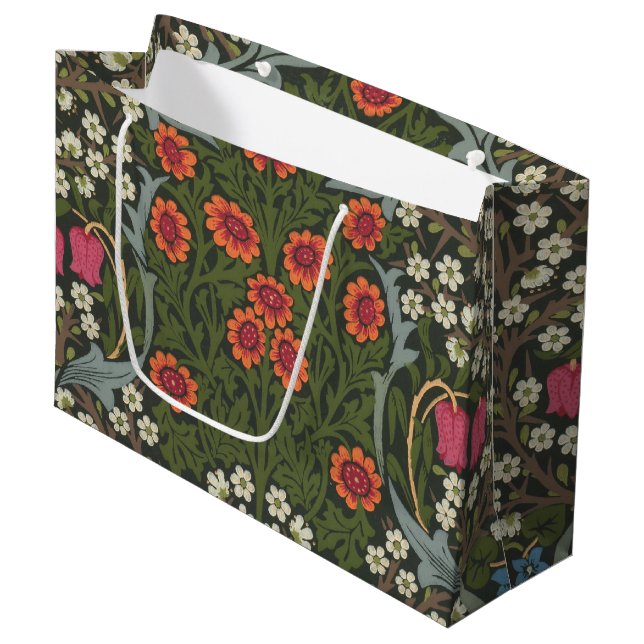 William Morris Blackthorn Garden Flower Classic Large Gift Bag (Front Angled)