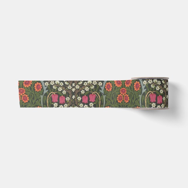 William Morris Blackthorn Garden Flower Classic Satin Ribbon (Front)