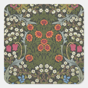 William Morris Blackthorn Garden Flower Classic Square Sticker