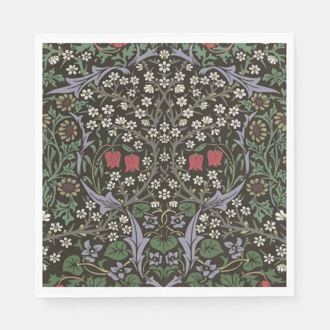 William Morris Blackthorn Tapestry Floral Napkin (Front)