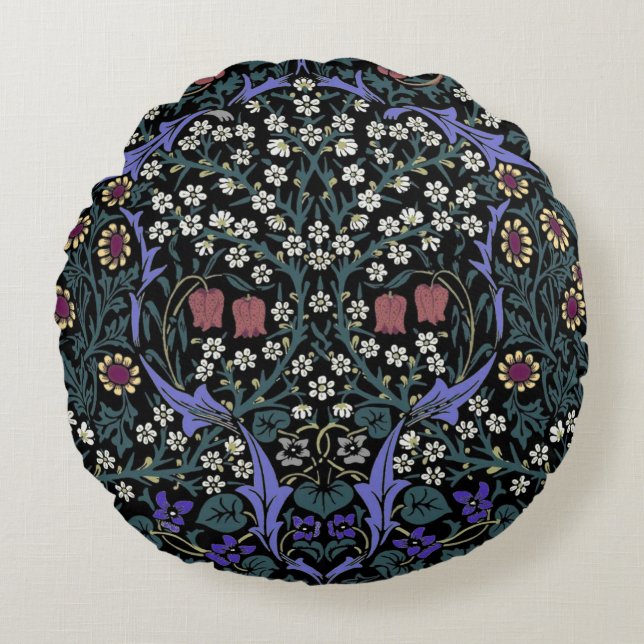 William Morris Blackthorn Victorian Wallpaper Round Pillow (Front)