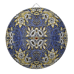 William Morris Blue and Gold Tulip Willow Design Dartboard