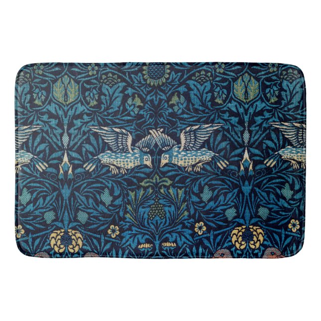 William Morris Blue Birds Floral Tapestry Classic Bath Mat (Front)