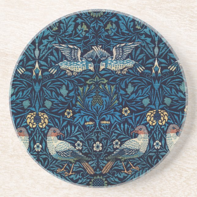 William Morris Blue Birds Floral Tapestry Classic Coaster (Front)