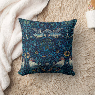 William Morris Blue Birds Floral Tapestry Classic Throw Pillow