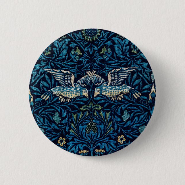 William Morris Blue Birds Tapestry Classic 2 Inch Round Button (Front)