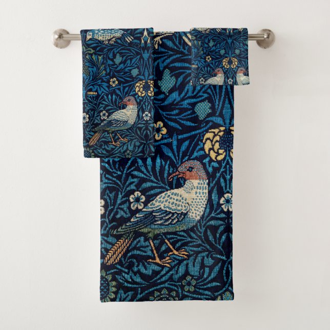 William Morris Blue Birds Tapestry Classic Bath Towel Set (Insitu)
