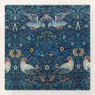 William Morris Blue Birds Tapestry Classic Glass Coaster