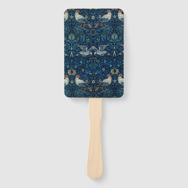 William Morris Blue Birds Tapestry Classic Hand Fan (Front)