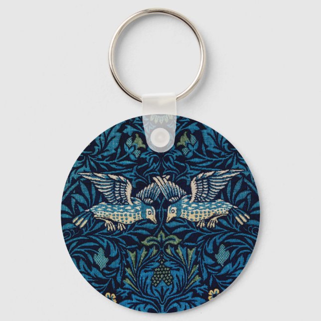 William Morris Blue Birds Tapestry Classic Keychain (Front)