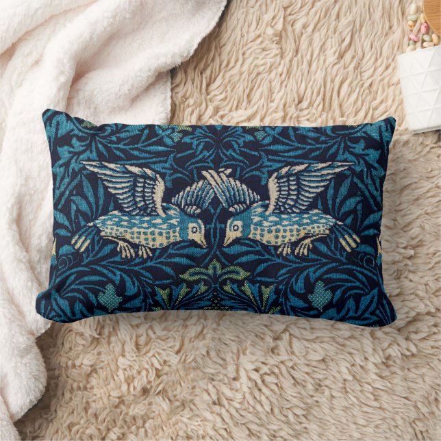William Morris Blue Birds Tapestry Classic Lumbar Pillow (Blanket)