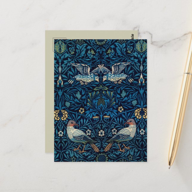 William Morris Blue Birds Tapestry Classic Postcard (Front/Back In Situ)