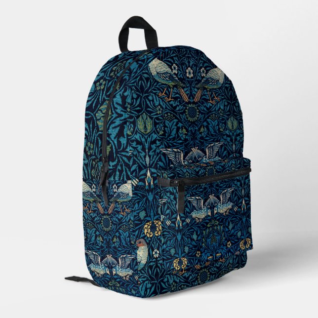 William Morris Blue Birds Tapestry Classic Printed Backpack (Back Corner Left)