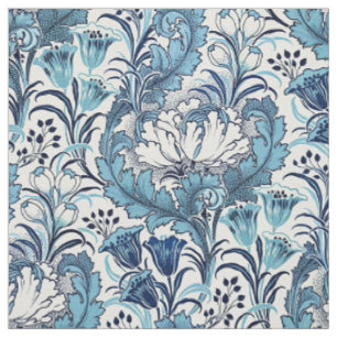 William Morris Blue Cream Floral Pattern Fabric