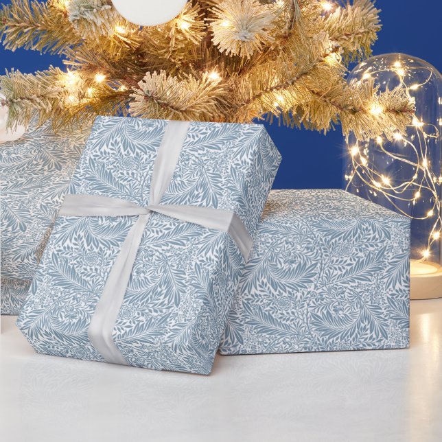 William Morris Blue Floral Larkspur Pattern  Wrapping Paper (Holidays)