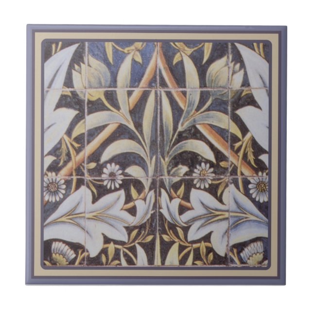 William Morris ~ Blue Floral Tile (Front)