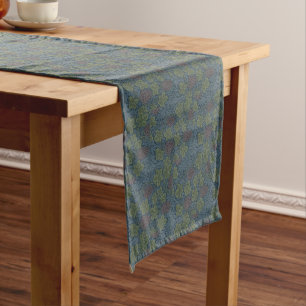 William Morris Blue Floral Vine Wallpaper Design Short Table Runner