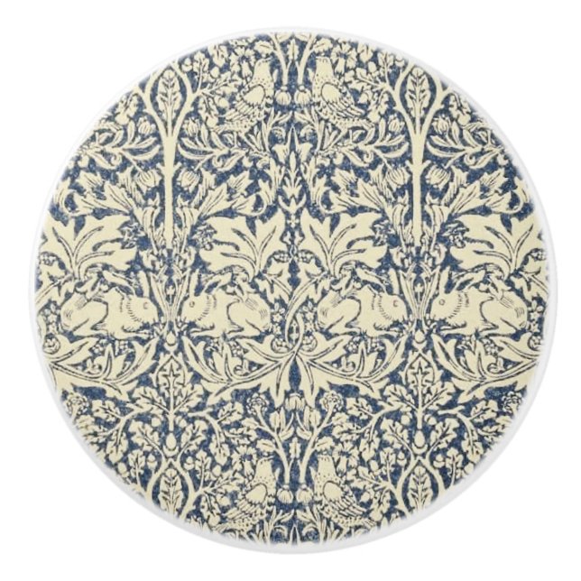 William Morris, Blue grey, pattern,art nouveau,vin Ceramic Knob (Front)