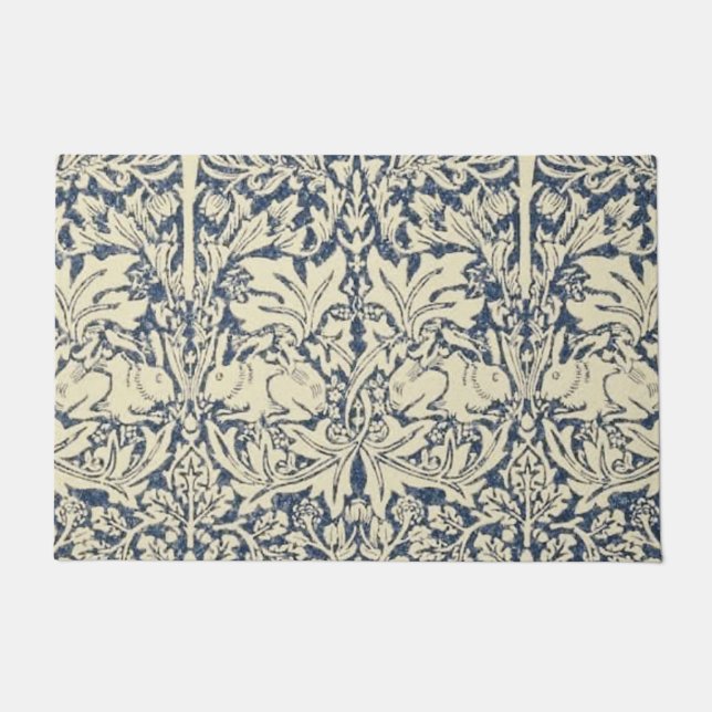William Morris, Blue grey, pattern,art nouveau,vin Doormat (Front)