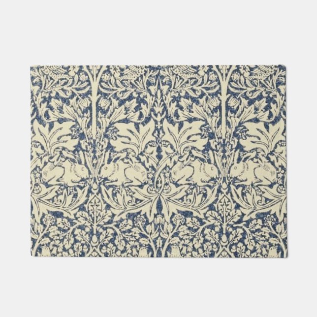 William Morris, Blue grey, pattern,art nouveau,vin Doormat (Front)