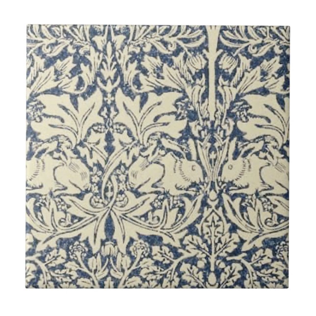 William Morris, Blue grey, pattern,art nouveau,vin Tile (Front)