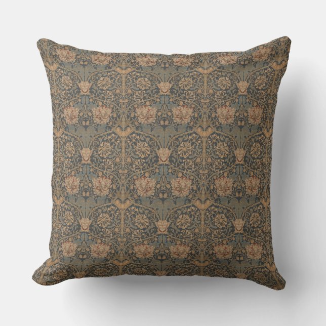 William Morris: Blue Honeysuckle Throw Pillow (Front)