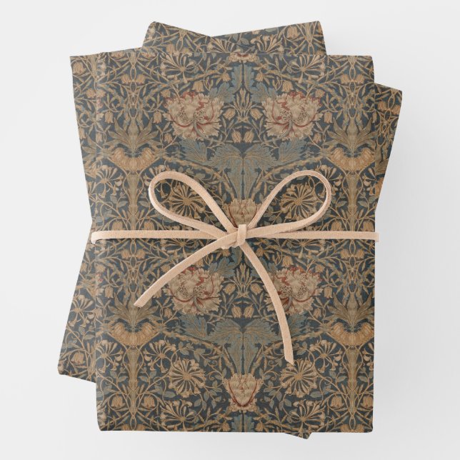 William Morris: Blue Honeysuckle Wrapping Paper (In situ)