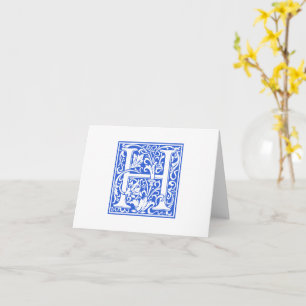 William Morris Blue Initial H Card & Envelope