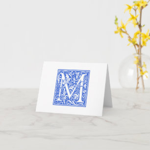 William Morris Blue Initial M Card & Envelope