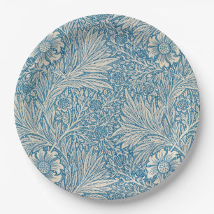 William Morris - Blue Marigold Floral Paper Plate