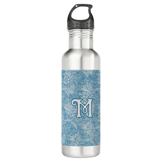 William Morris Blue Marigold Monogram 710 Ml Water Bottle (Front)