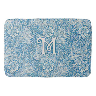 William Morris Blue Marigold Monogram Bath Mat