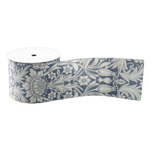 William Morris Blue Vintage Floral wedding Grosgrain Ribbon