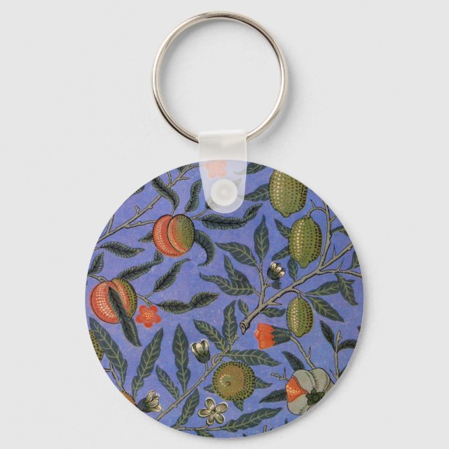 William Morris Blue Wallpaper Pattern Keychain (Front)